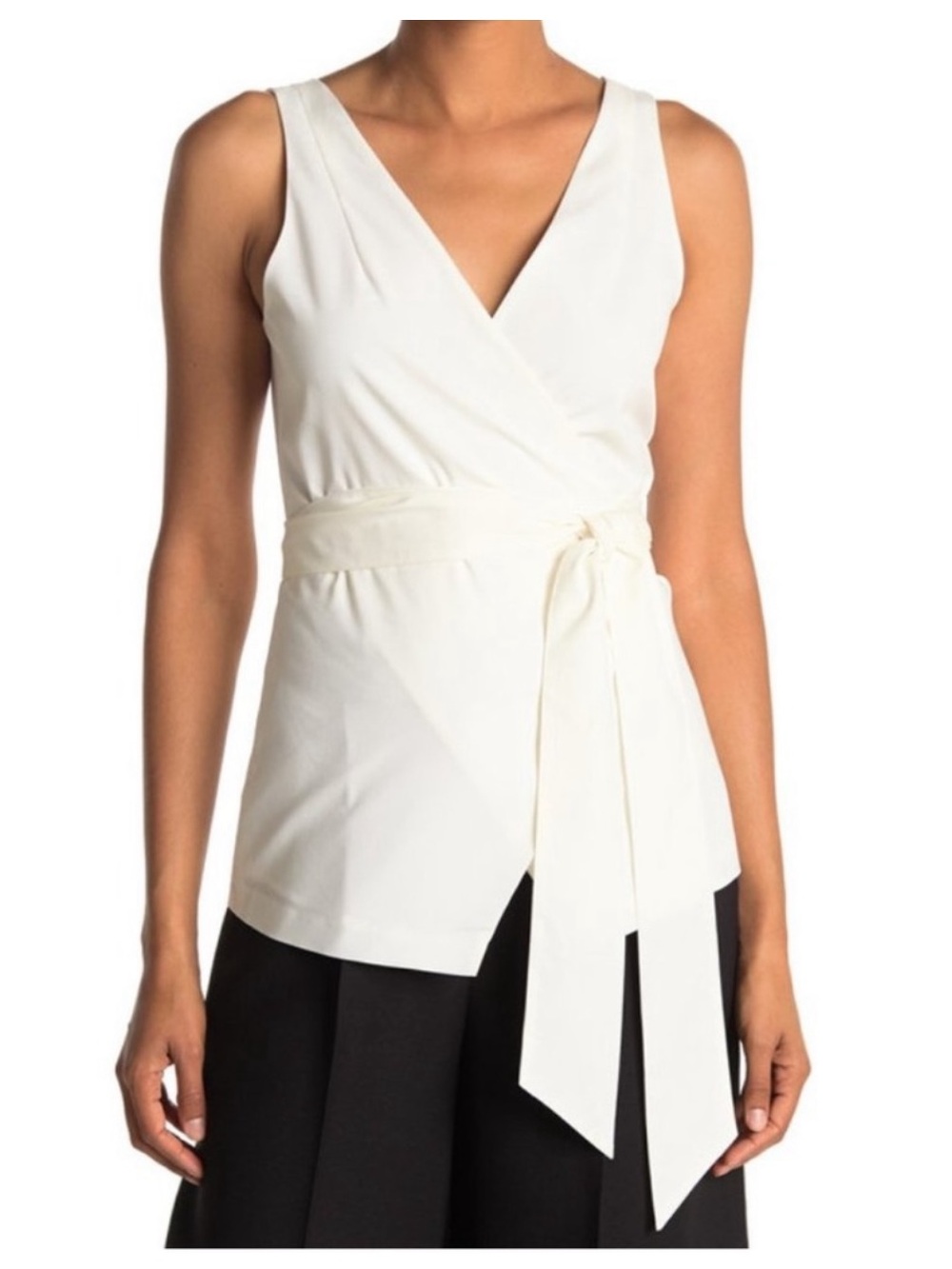 Club Monaco White Wrap Tie V Neck Tank